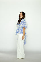 Asymmetrical Blue Floral Top