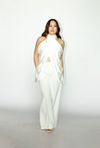 White Halter Draped Top