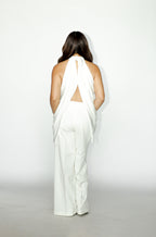 White Halter Draped Top