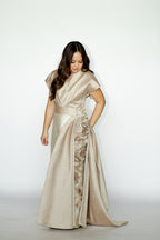 Champagne Gown with Floral Applique