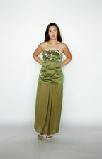 Moss Green Embellished Top with Matching Skirt