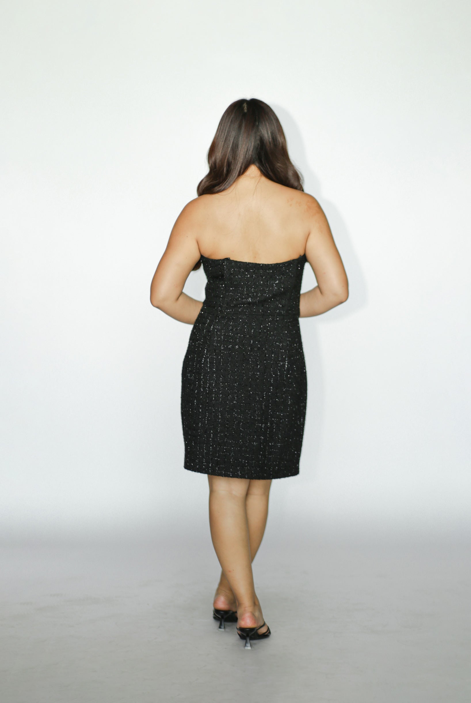 Black Tweed Tube Mini Dress