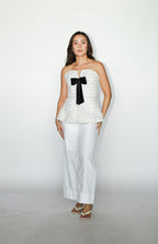 Tube Tweed Top with Black Bow Detail