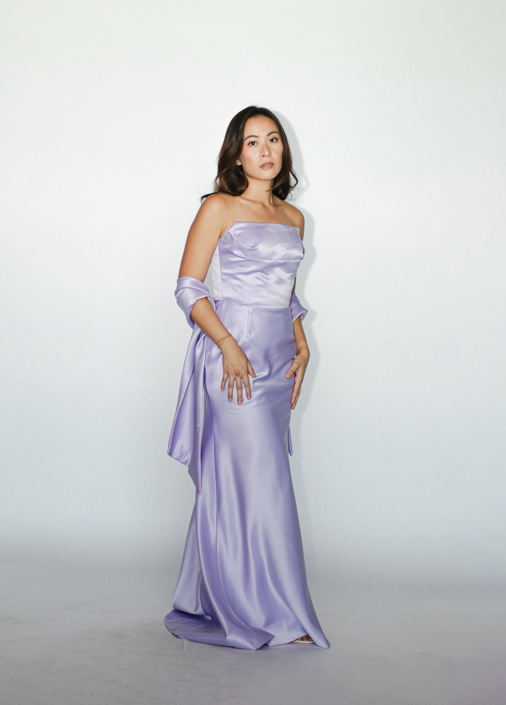 Lilac Tube Gown with Shawl