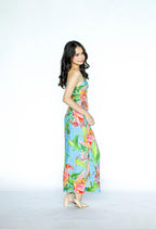 One Sided Mini Blue Floral Dress