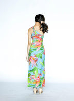 One Sided Mini Blue Floral Dress