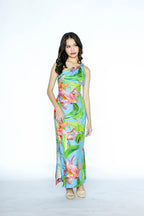 One Sided Mini Blue Floral Dress