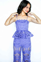Violet Eyelet Peplum Top and Pants