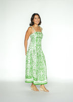 Green Floral Cotton Maxi Dress