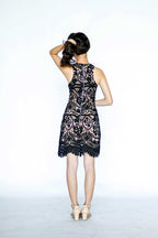 Black Lace with Nude Base Mini Dress
