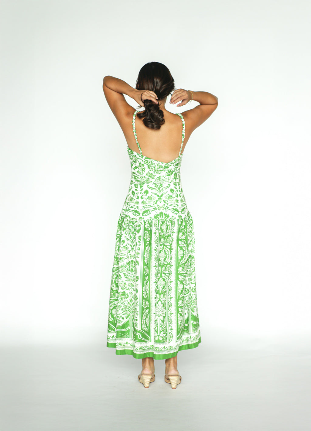 Green Floral Cotton Maxi Dress