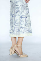 Blue Floral Midi Fringe Dress