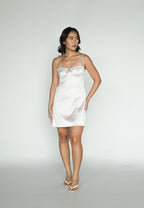 Pink Satin Diamanté Mini Dress