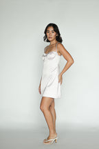 Pink Satin Diamanté Mini Dress