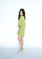 Lime Green Long Sleeves Mini Dress