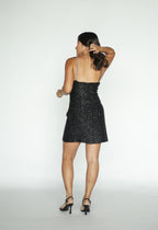 Black Tinsel Boule Halter Mini