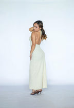 Halter Crochet Off White Midi Dress