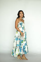 Botanical Tiered Midi Dress Cool Camellia