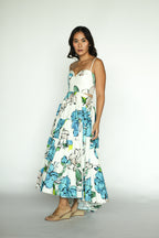 Botanical Tiered Midi Dress Cool Camellia