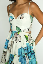 Botanical Tiered Midi Dress Cool Camellia