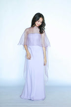 Lilac Tube Maxi Dress with Sheer Cape