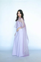 Lilac Tube Maxi Dress with Sheer Cape