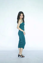 Emerald Green Bustier Stretch Midi Dress