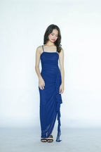 Royal Blue Stretch Drape Midi Dress