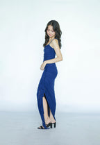 Royal Blue Stretch Drape Midi Dress