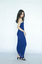 Royal Blue Stretch Drape Midi Dress