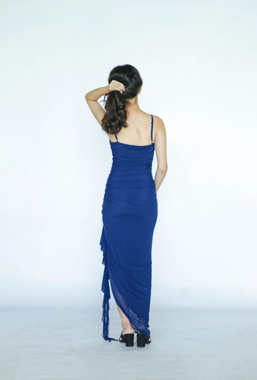 Royal Blue Stretch Drape Midi Dress
