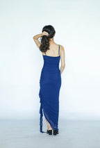 Royal Blue Stretch Drape Midi Dress