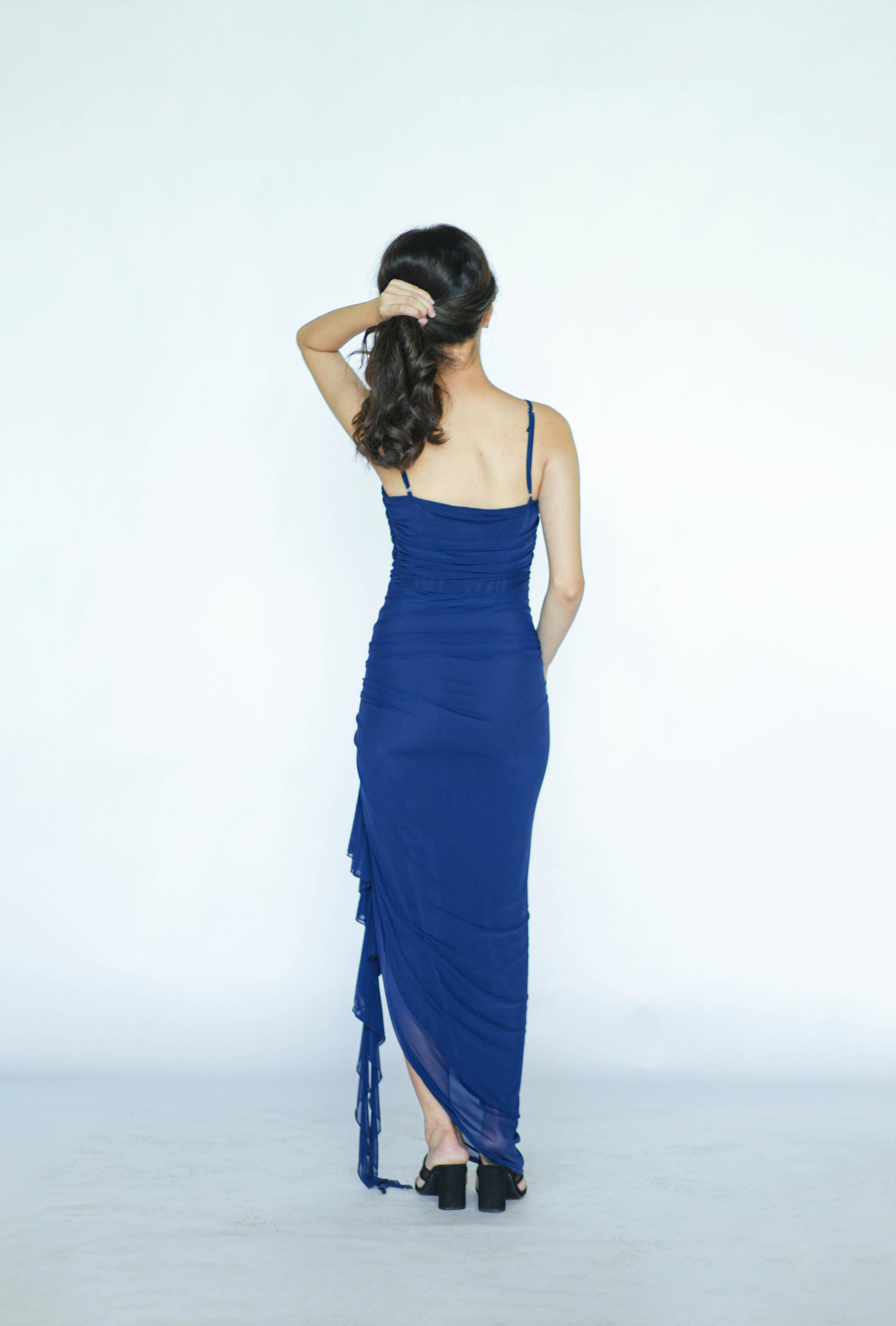 Royal Blue Stretch Drape Midi Dress