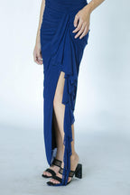 Royal Blue Stretch Drape Midi Dress