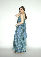 Halter Blue Printed Dress