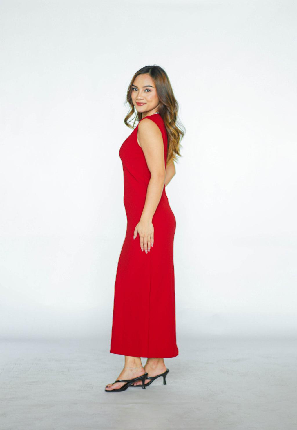Red Maxi Shift Dress
