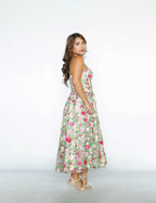 Spring Floral Tube Midi Dress