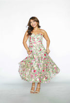 Spring Floral Tube Midi Dress