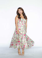 Spring Floral Tube Midi Dress