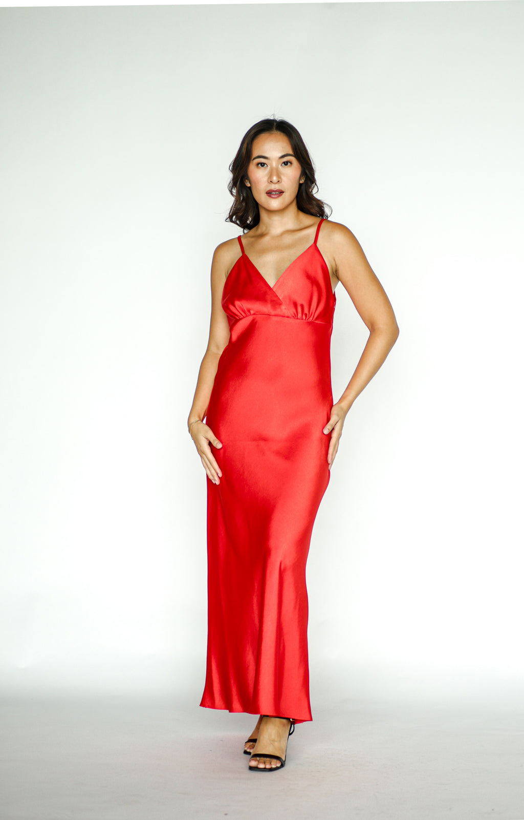 Red Satin Slip Dress