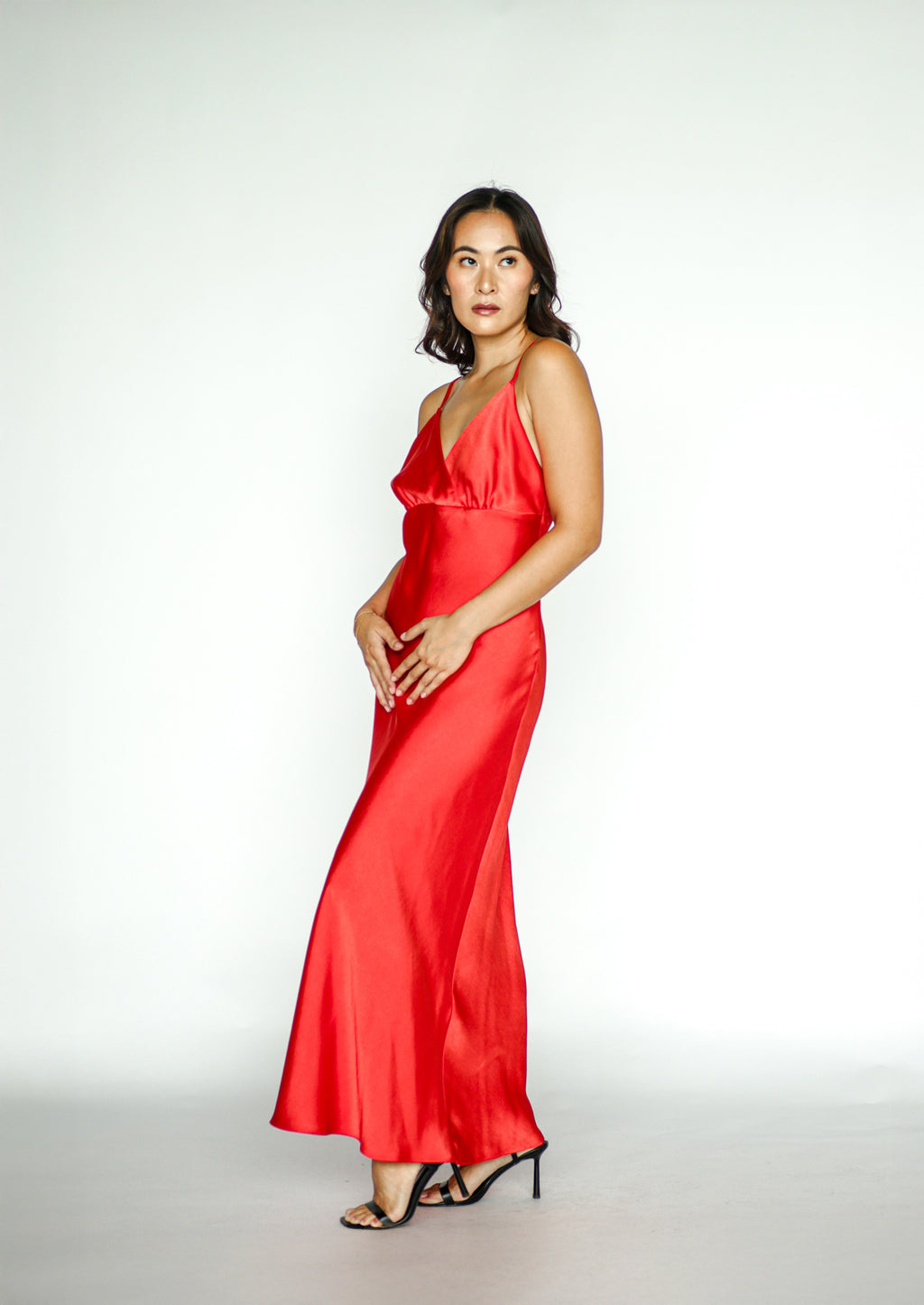 Red Satin Slip Dress