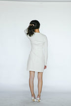 White Long Sleeves Mini Stretch Dress