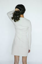 White Long Sleeves Mini Stretch Dress