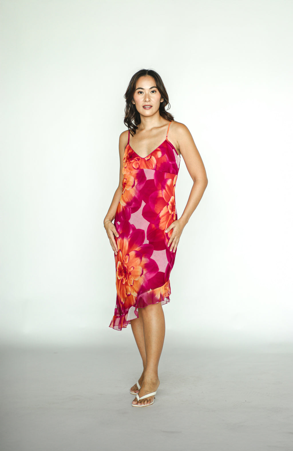 Orange-Red Floral Mini Dress