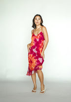 Orange-Red Floral Mini Dress