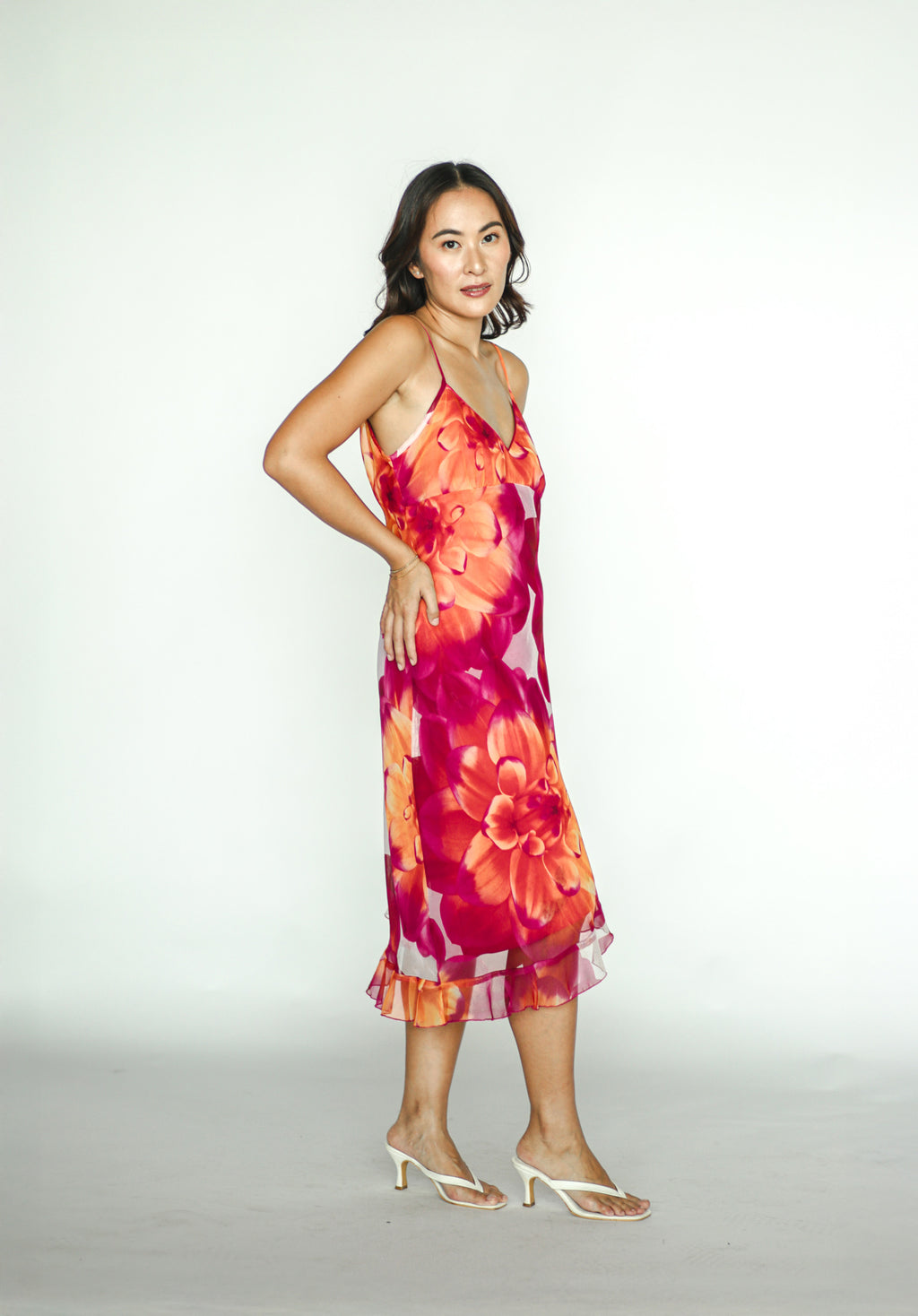 Orange-Red Floral Mini Dress