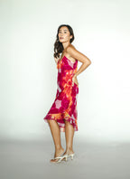 Orange-Red Floral Mini Dress