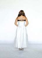 Black and White Spaghetti Top with White Skirt