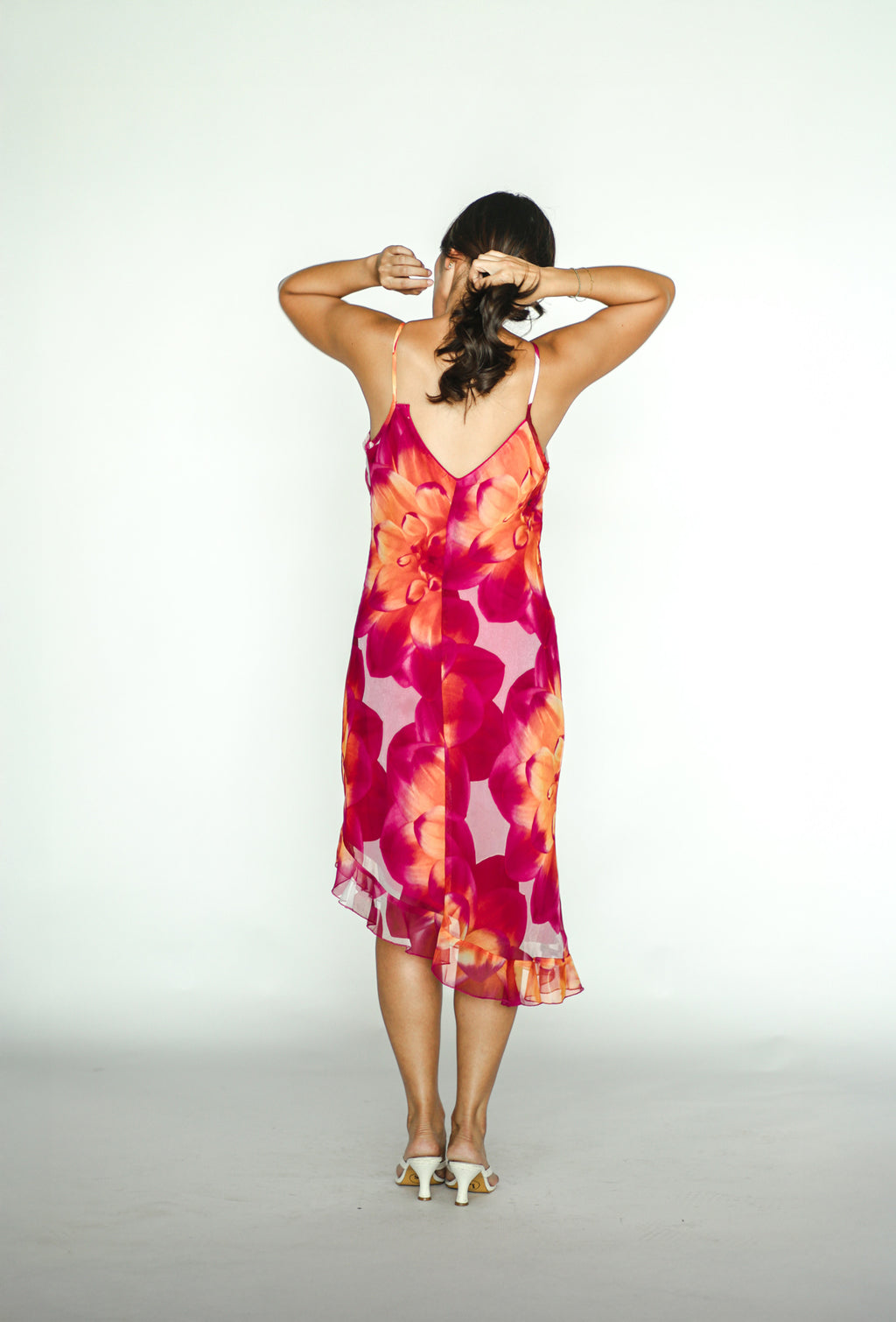 Orange-Red Floral Mini Dress