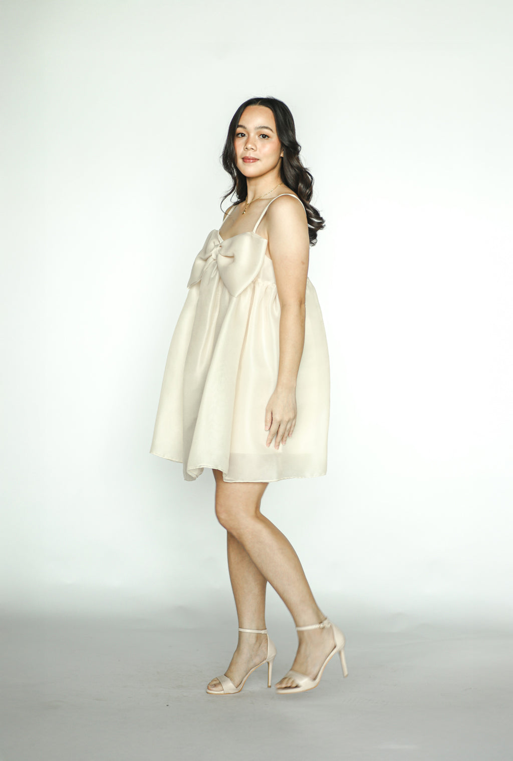 Off White Bow Mini Dress